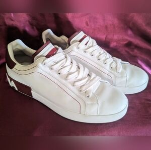 Dolce & Gabbana Portofino Made In Italy Bianco/Russo Sneakers Mens Sz9 White&Red